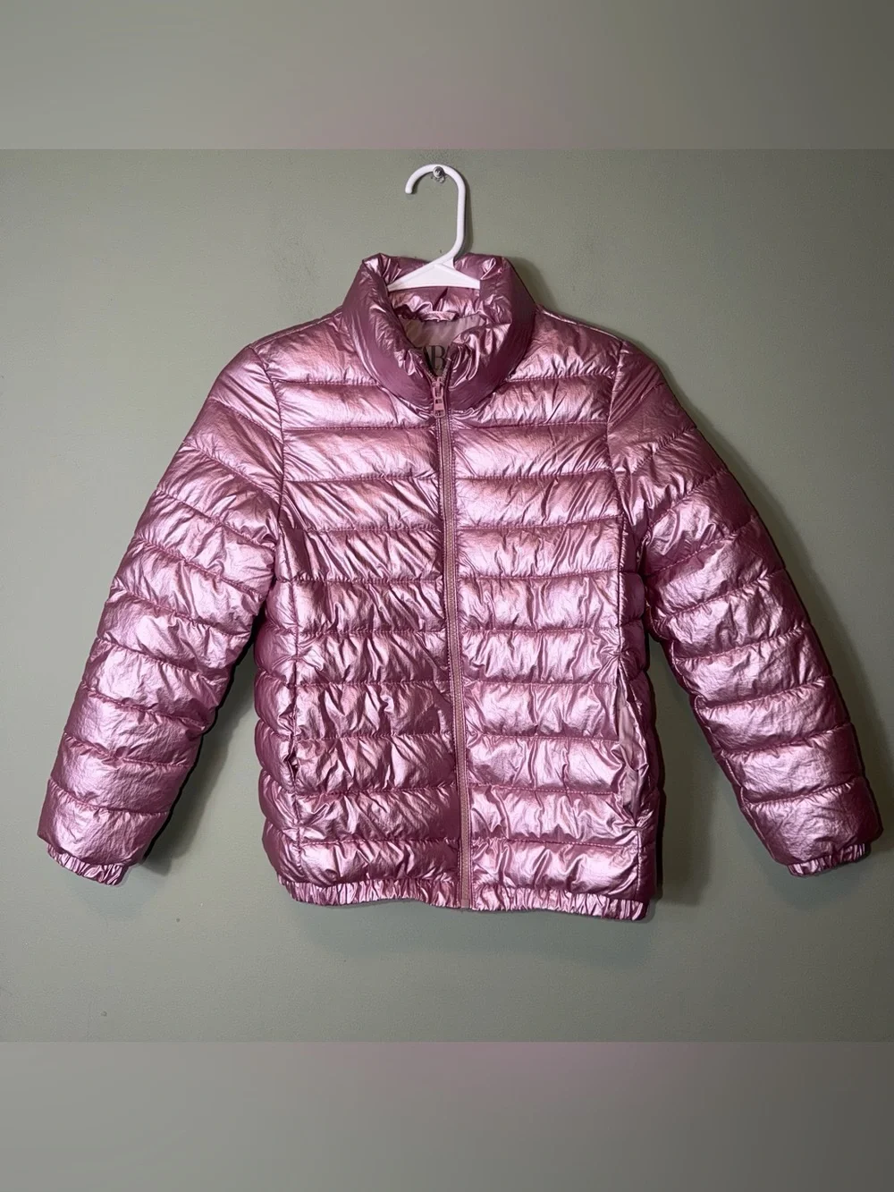 Zara Kids metallic pink puffer jacket Size 10